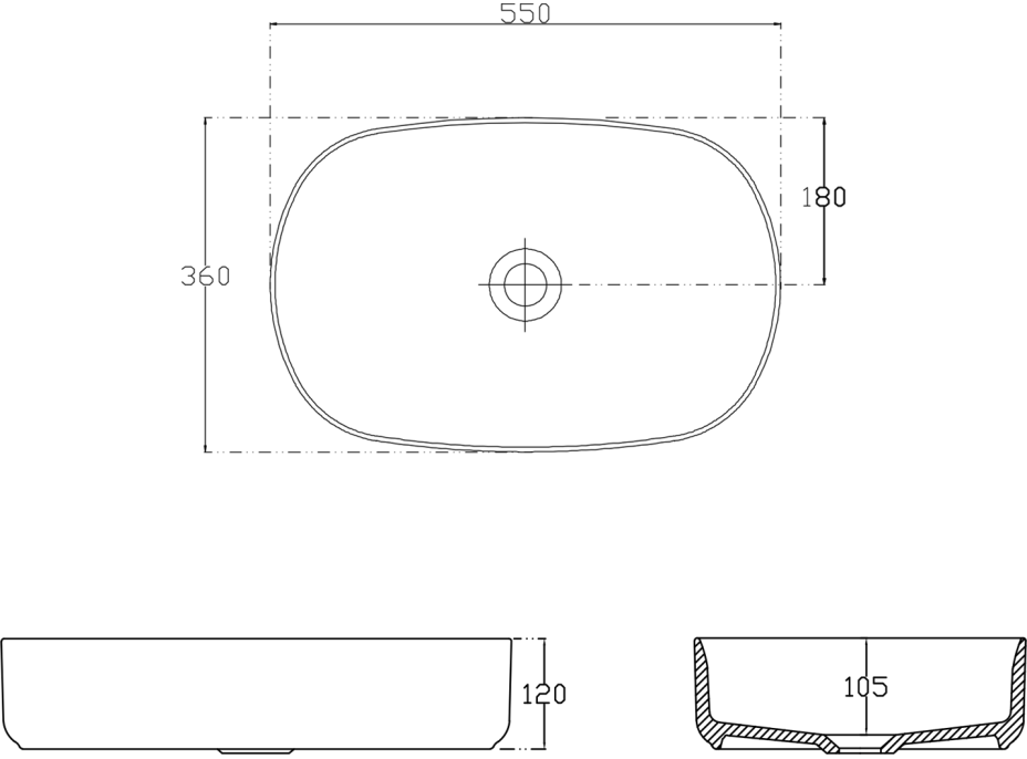 Isvea INFINITY OVAL keramické umývadlo na dosku, 55x36cm, zelená petrol 10NF65055-2P