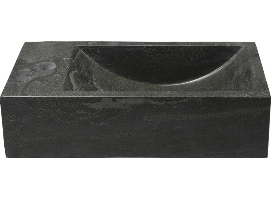 Sapho BLOK kamenné umývadlo 40x22cm, batéria vľavo, antracit 2401-38