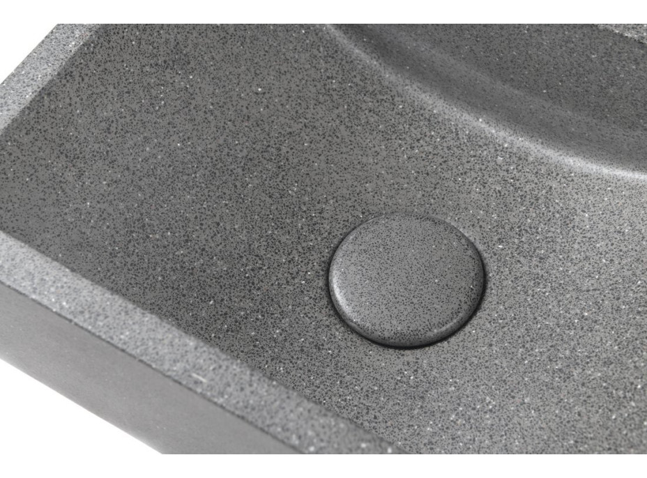 Sapho CREST R betónové umývadlo, nástenné, vrátane výpuste, 40x22cm, čierny granit AR409