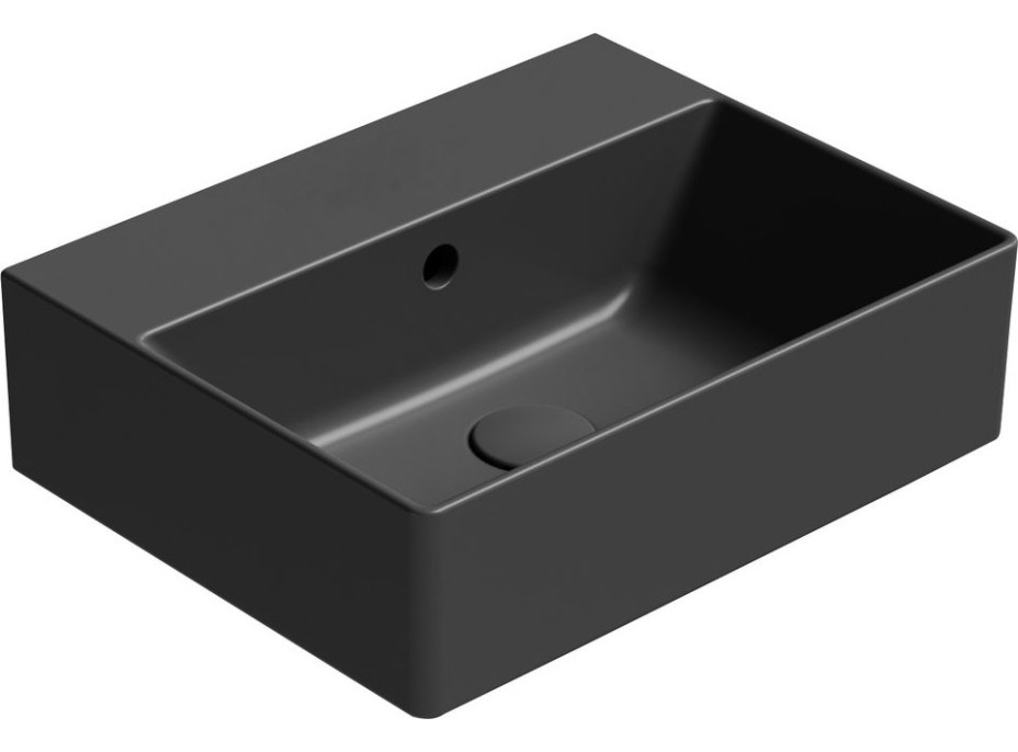 GSI KUBE X keramické umývadlo 45x35cm, brúsená spodná hrana, bez otvoru, čierna mat 94859026