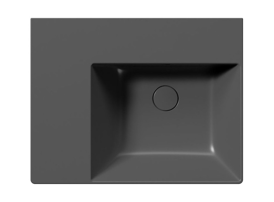 GSI KUBE X keramické umývadlo 60x47cm, s odkladacou plochou vľavo, bez otvoru, čierna mat 9439026
