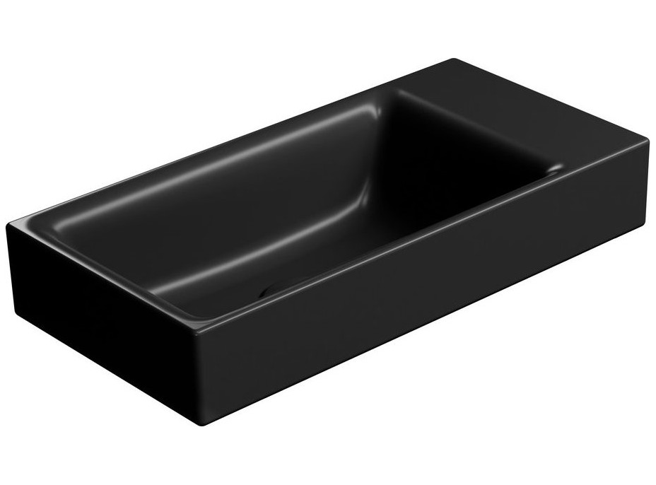 GSI NUBES keramické umývadlo 50x25cm, brúsená spodná hrana, bez otvoru, pravé/ľavé, čierna mat 96379026