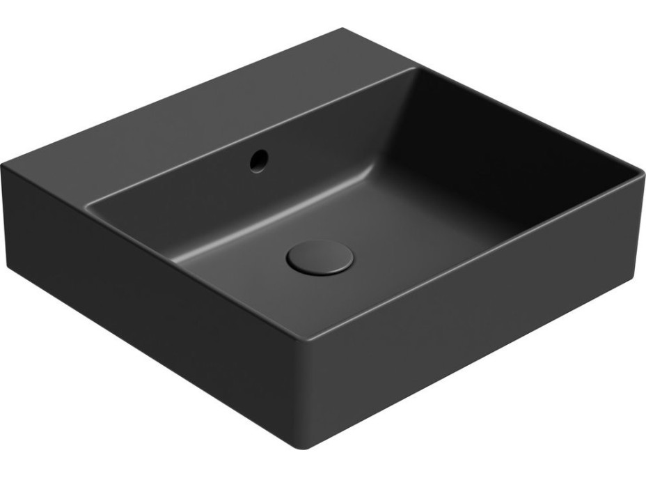 GSI KUBE X keramické umývadlo 50x47cm, brúsená spodná hrana, bez otvoru, čierna mat 94309026
