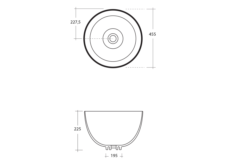 Sapho DOME keramické umývadlo na dosku, Ø 45, 5cm, biela WH030