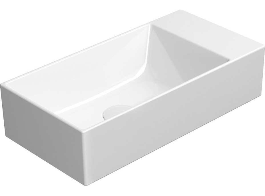 GSI KUBE X keramické umývadlo 50x25cm, bez otvoru, pravé/ľavé, biela ExtraGlaze 9486011