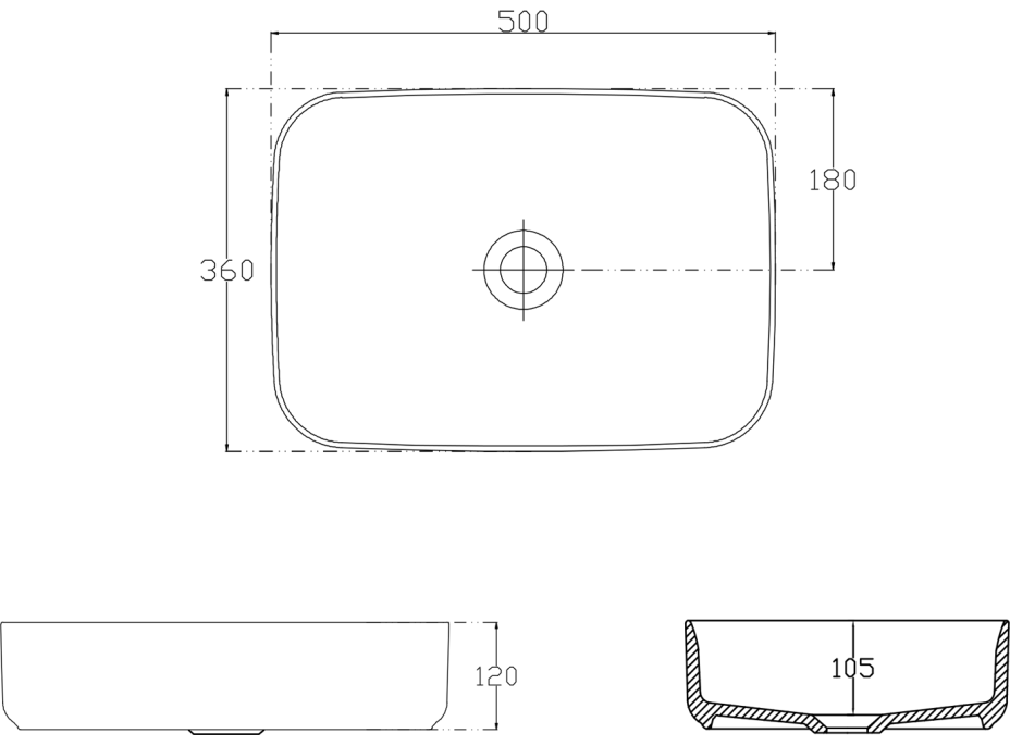 Isvea INFINITY RECTANGLE keramické umývadlo na dosku, 50x36cm, biela 10NF65050