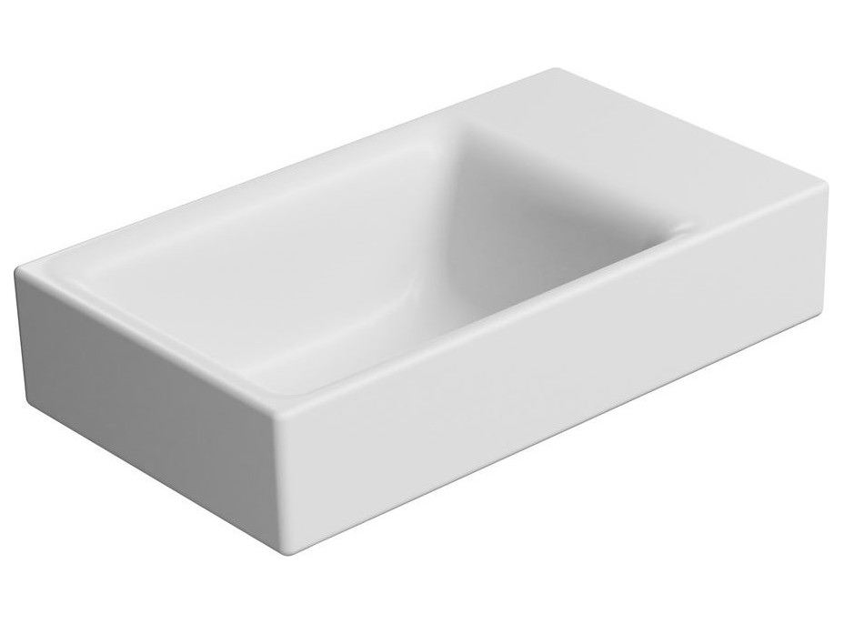 GSI NUBES keramické umývadlo 40x23cm, brúsená spodná hrana, bez otvoru, pravé/ľavé, biela mat 96369009