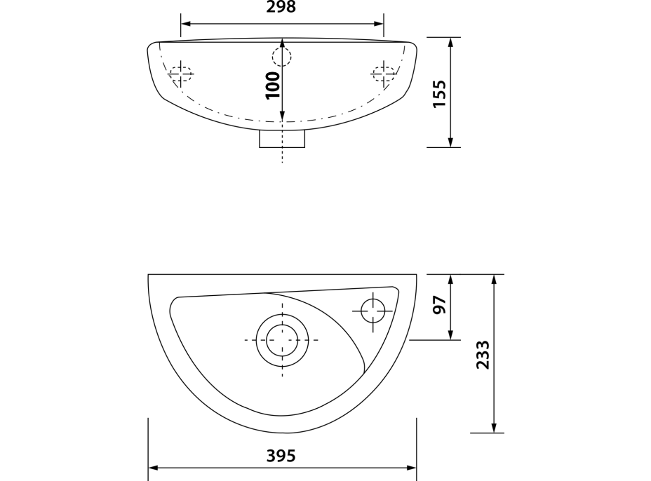 CREAVIT OVAL keramické umývadlo 39x23cm, biela TP040