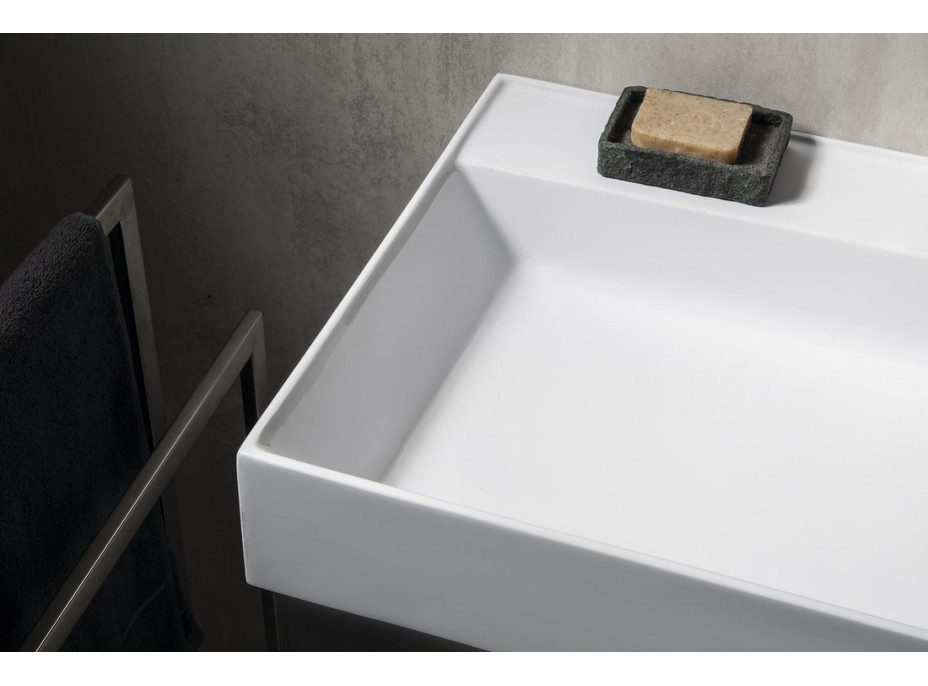 Sapho GODIVA umývadlo, liaty mramor, 96x44cm, 2 otvory pre batériu, biela GU096-2