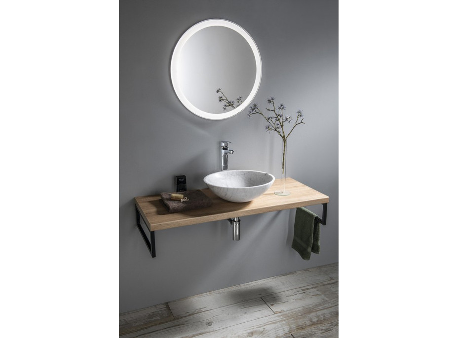 Sapho BLOK kamenné umývadlo na dosku Ø 42 cm, biela carrara mat 2401-42