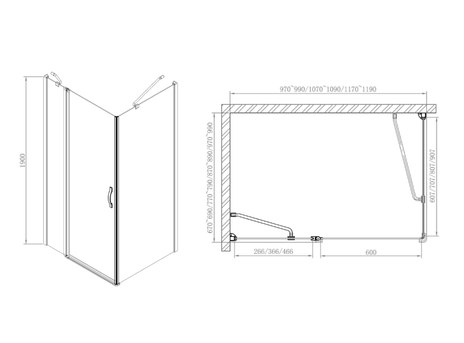 Gelco One obdĺžnikový sprchovací kút 1100x700mm L/P variant GO4811GO3570