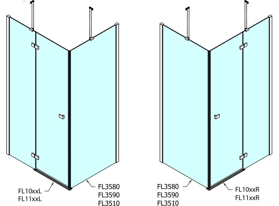 Polysan FORTIS LINE obdĺžnikový sprchovací kút 1100x1000 mm, R variant FL1011RFL3510