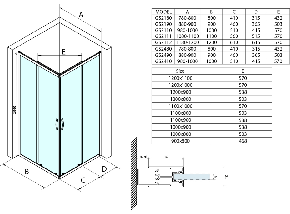 Gelco SIGMA SIMPLY obdĺžnikový sprchovací kút 1000x800 mm, L/P variant, rohový vstup, číre sklo GS2110GS2180