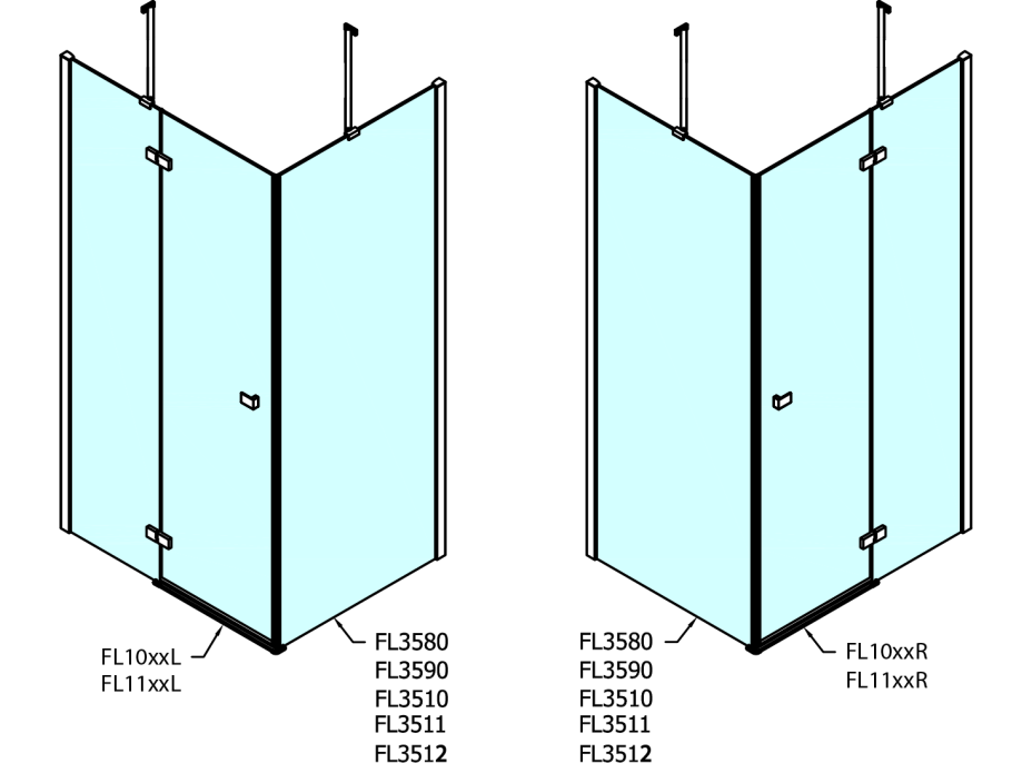 Polysan FORTIS LINE obdĺžnikový sprchovací kút 1100x1200 mm, L variant FL1011LFL3512