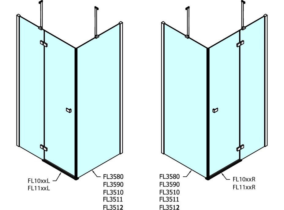 Polysan FORTIS LINE obdĺžnikový sprchovací kút 900x1100 mm, R variant FL1090RFL3511