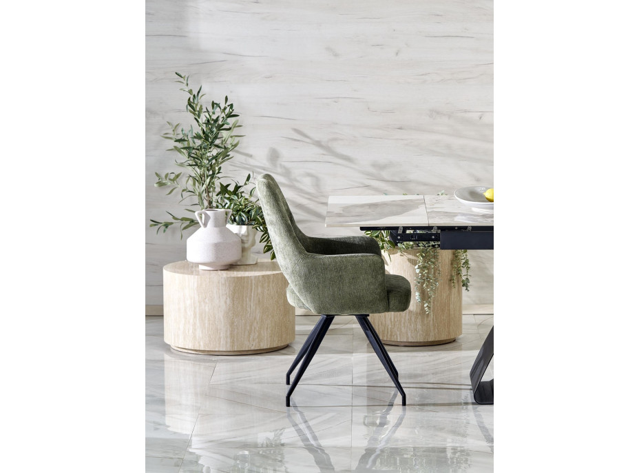 Jedálenská otočná stolička KAIA - olivovo zelená