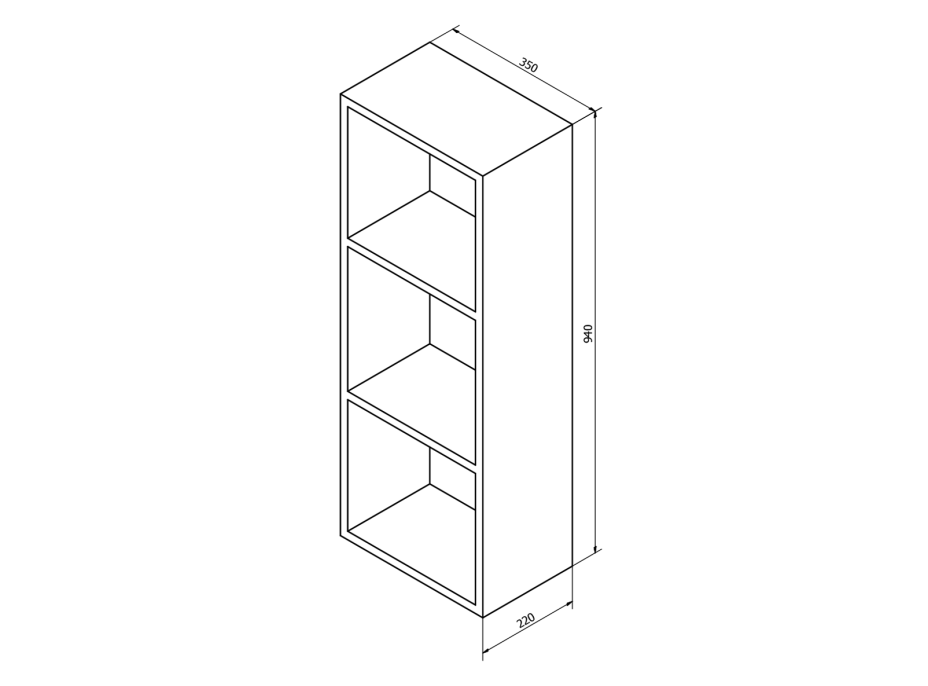 Sapho ESPACE otvorená policová skrinka 35x94x22cm, biela ESC170-3030