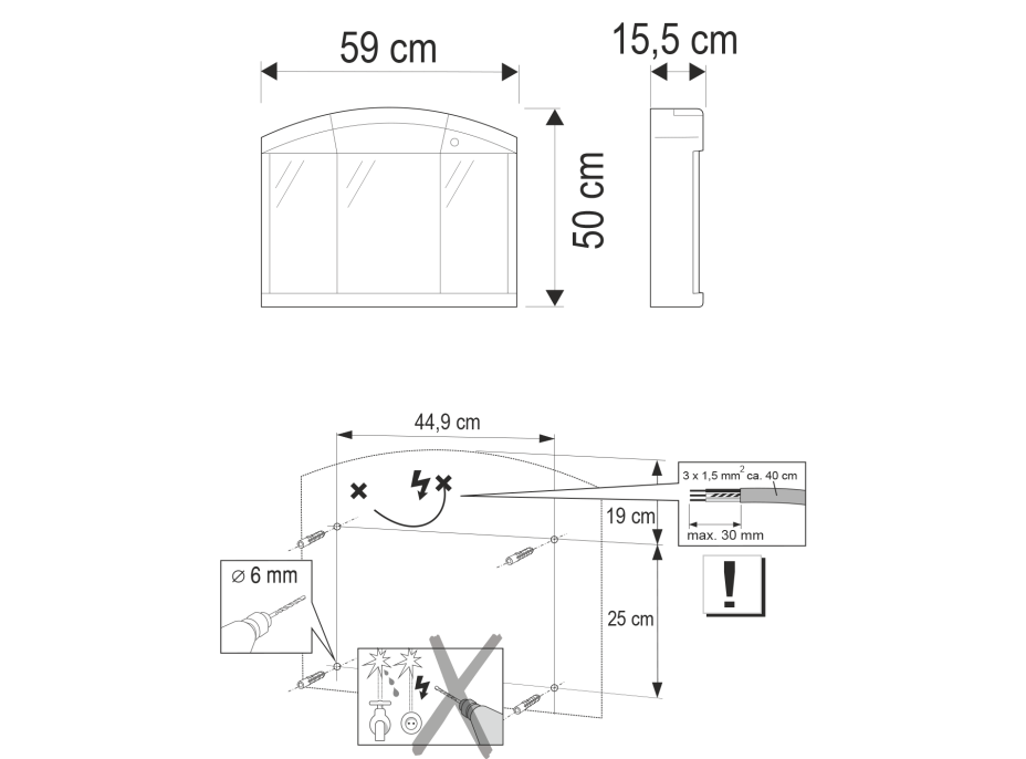 JOKEY SALVA galerka 59x50x15,5cm, 1x12W, biela plast 671232