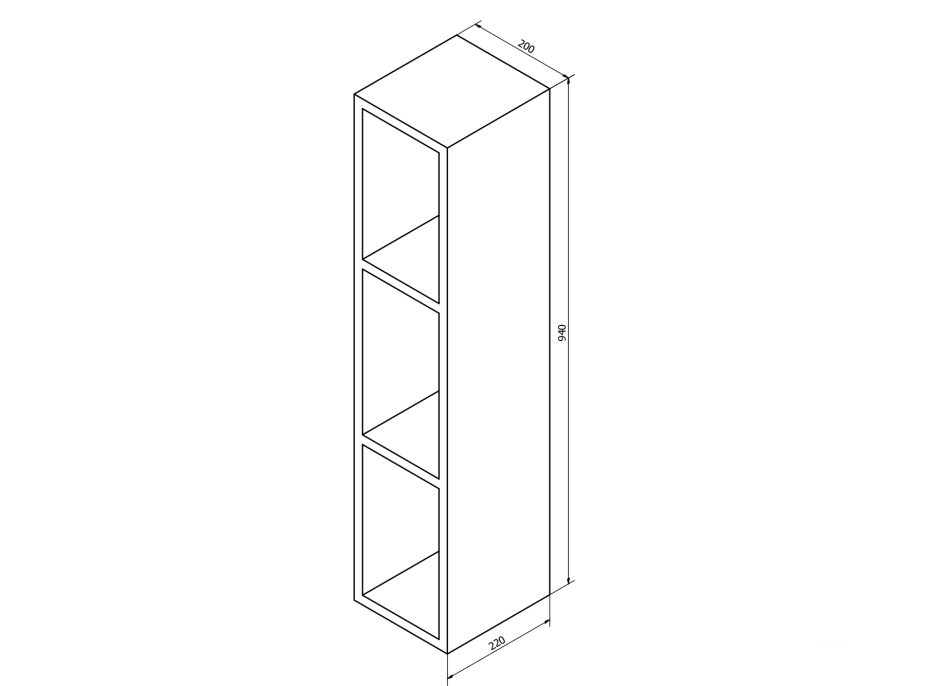 Sapho ESPACE otvorená policová skrinka 20x94x22cm, biela ESC130-3030