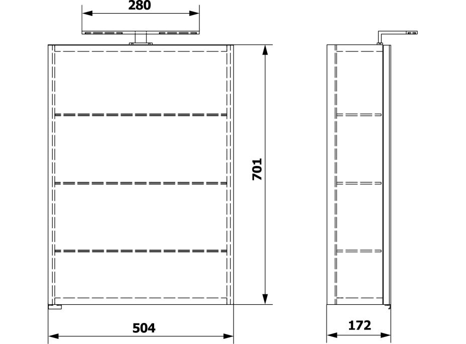 Sapho RIWA galerka s LED osvetlením, 50x70x17cm, biela lesk RIW050-0030