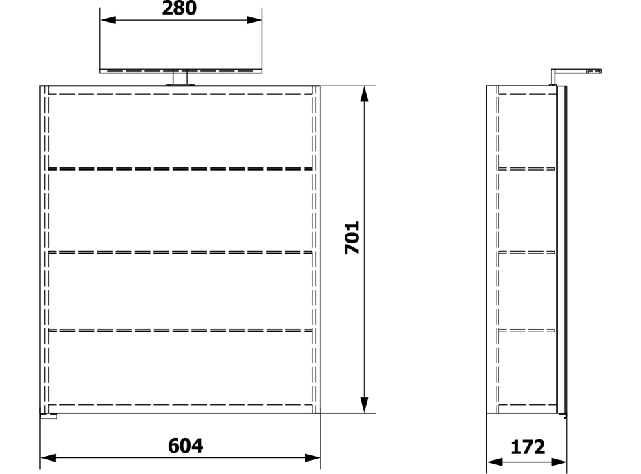 Sapho RIWA galerka s LED osvetlením, 60x70x17cm, biela lesk RIW060-0030