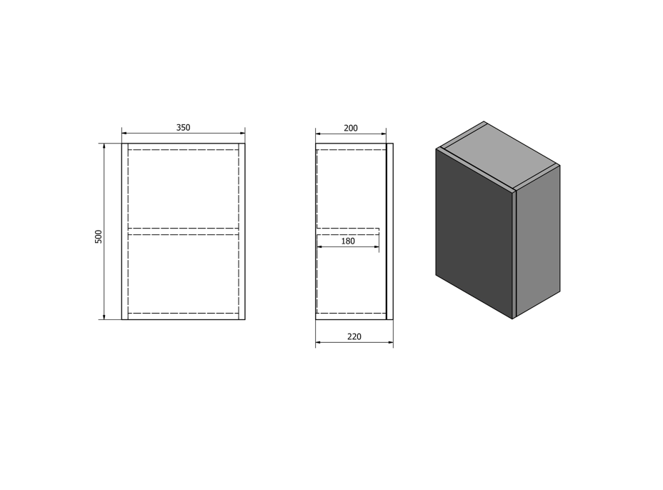 Sapho TREOS skrinka horná dvierková 35x50x22cm, pravá/ľavá, dub Polar TS040-1010