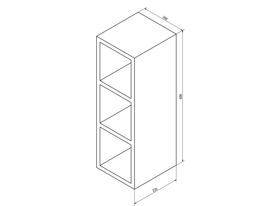 Sapho ESPACE otvorená policová skrinka 20x60x22cm, biela ESC140-3030