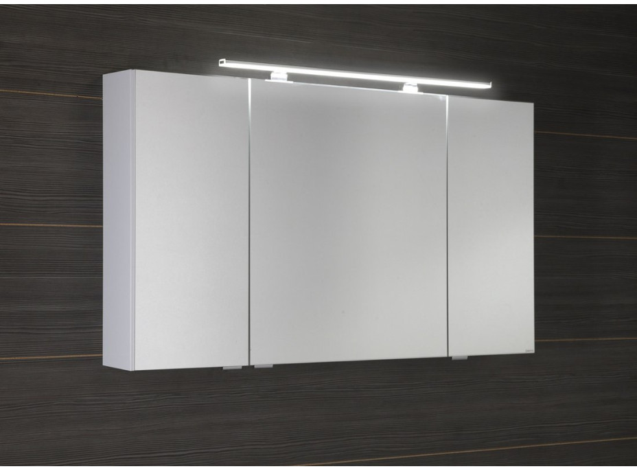 Sapho RIWA galerka s LED osvetlením, 3x dvierka, 121x70x17cm, biela lesk RIW120-0030