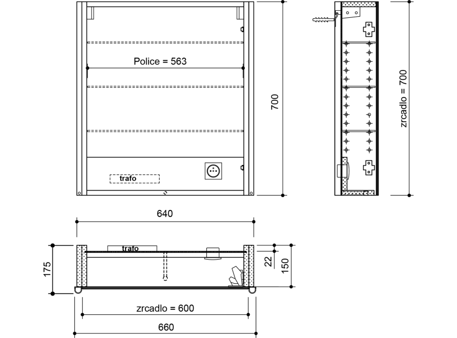 Sapho ALIX galerka s LED osvetlením 66x70x17,5 cm, ľavá/pravá, biela AX166-0030