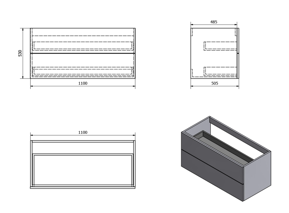 Sapho TREOS skrinka zásuvková 110x53x50,5cm, dub Polar TS115-1010