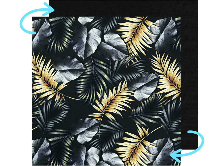 Vodeodolný obojstranný vankúš do závesného kresla LUNA UP - Golden Palms/čierny