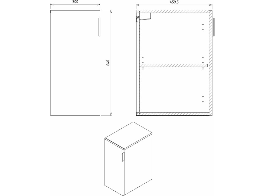 Sapho CIRASA skrinka spodná dvierková 30x64x46cm, pravá/ľavá, biela lesk CR301-3030