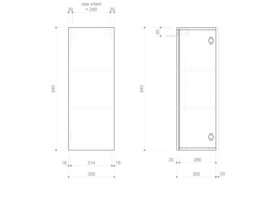 Sapho ESPACE skrinka 35x94x32cm, 1x dvierka, ľavá/pravá, borovica rustik ESC530-1616