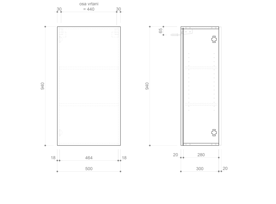 Sapho ESPACE skrinka 50x94x32cm, 1x dvierka, ľavá/pravá, borovica rustik ESC850-1616