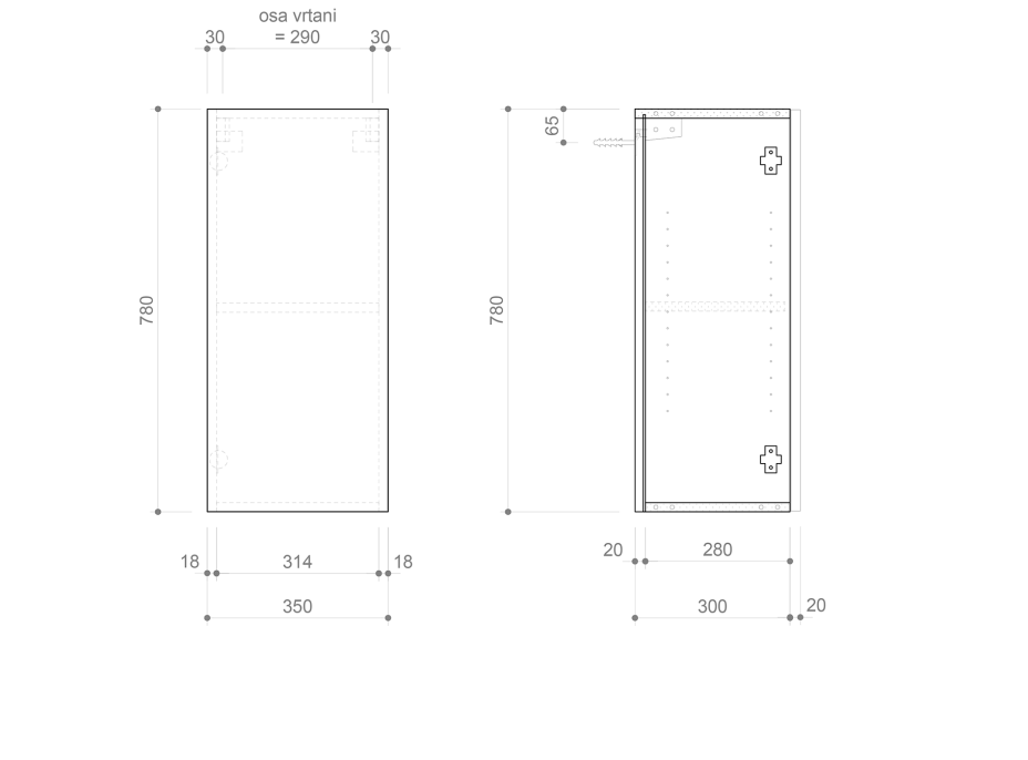 Sapho ESPACE skrinka 35x78x32cm, 1x dvierka, ľavá/pravá, dub alabama ESC630-2222