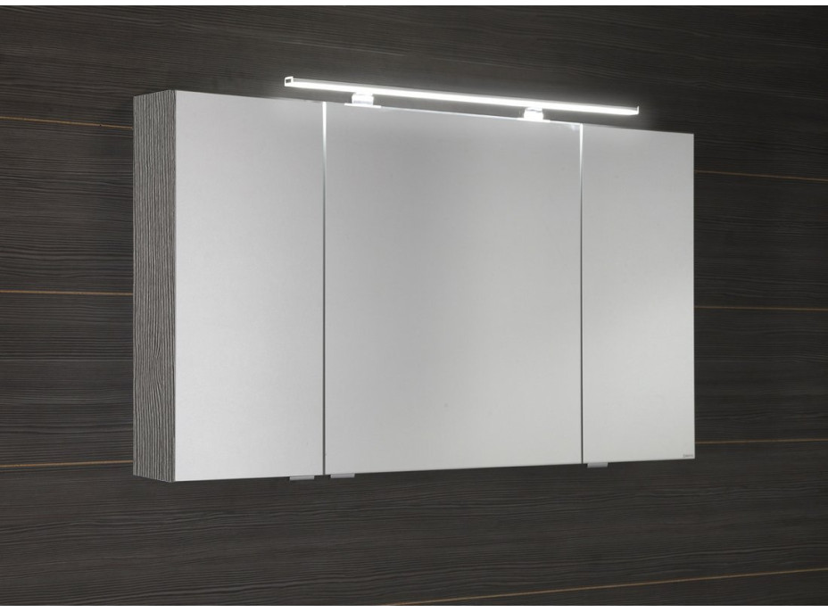 Sapho MIRRÓ galerka s LED osvetlením, 3x dvierka, 120x70x16cm, dub strieborný MC121-0011