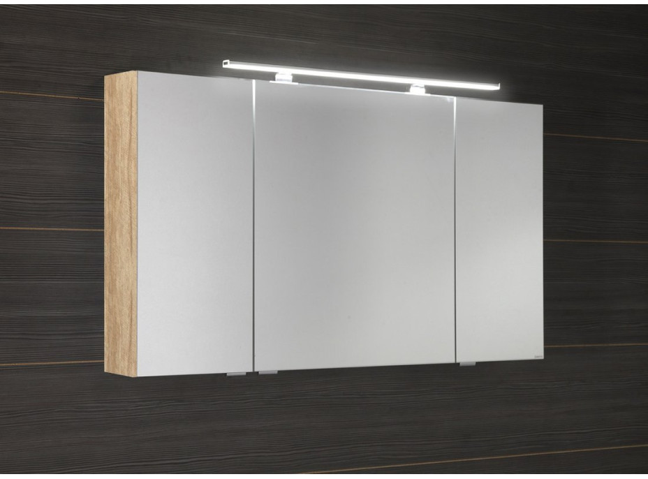 Sapho MIRRÓ galerka s LED osvetlením, 3x dvierka, 120x70x16cm, dub alabama MC121-0022