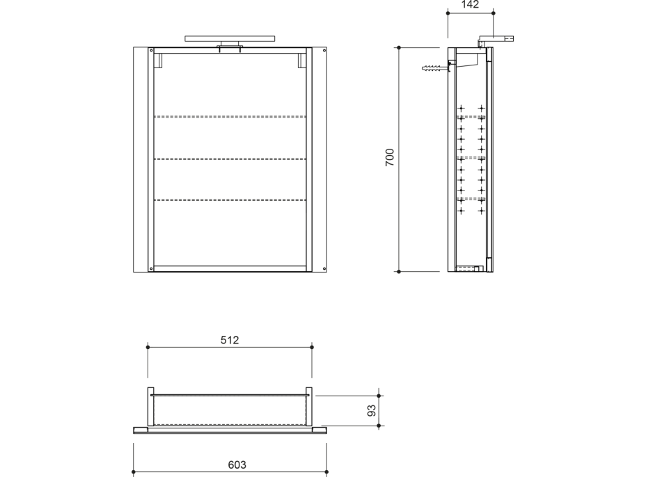 Sapho GRETA galerka s LED osvetlením, 60x70x14cm, čierna mat GR065-0035