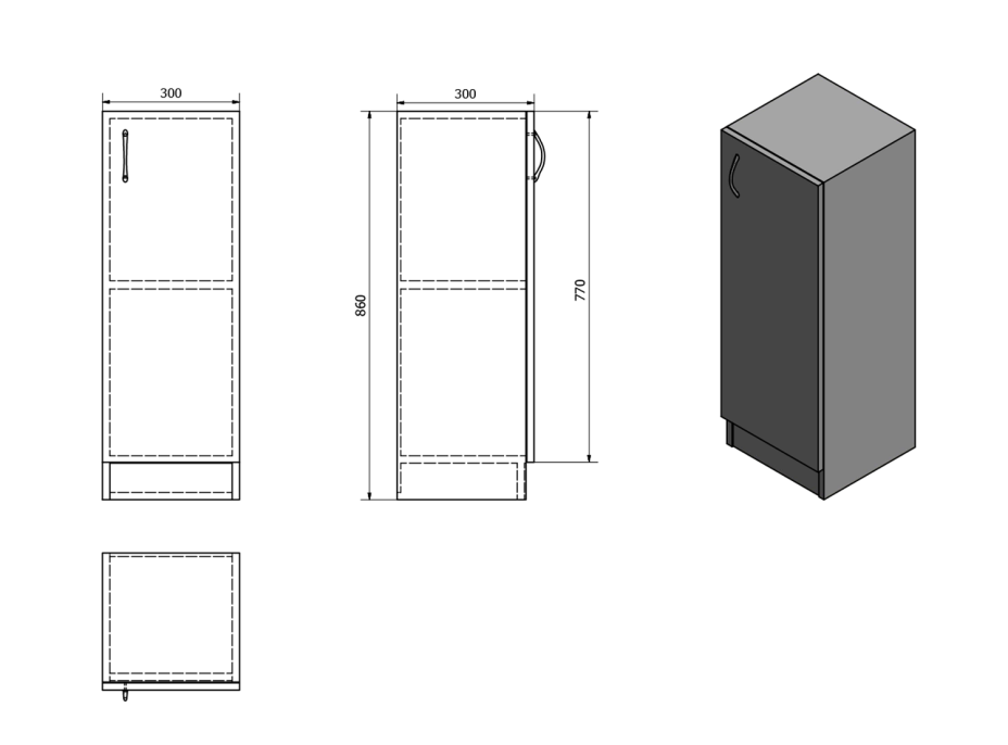 Aqualine SIMPLEX ECO nízka skrinka 30x86x30cm SIME340