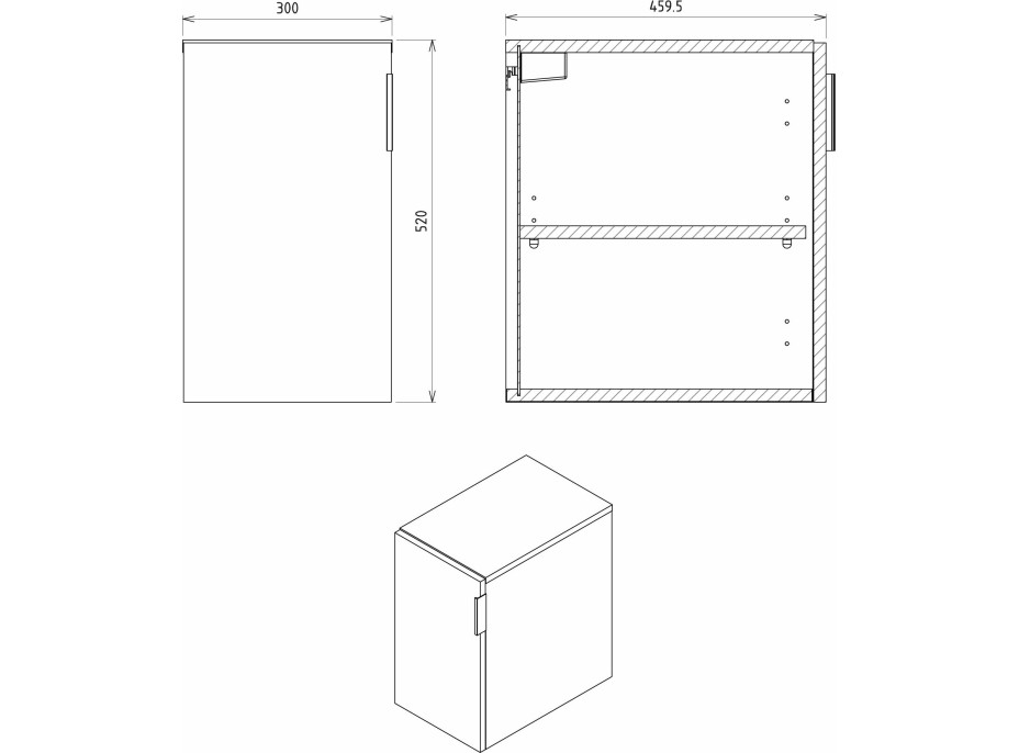 Sapho CIRASA skrinka spodná dvierková 30x52x46cm, pravá/ľavá, agila CR302-4343