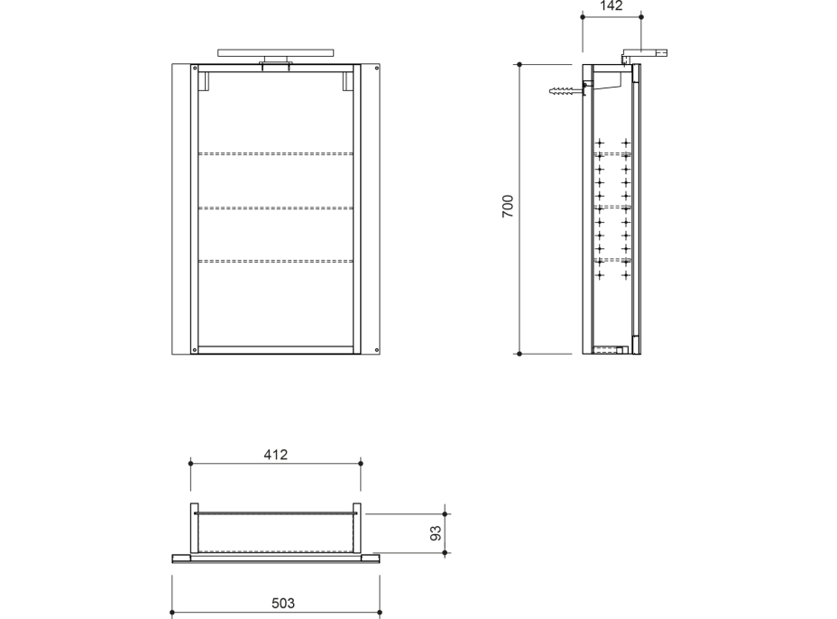 Sapho GRETA galerka s LED osvetlením, 50x70x14cm, biela mat GR050-0031