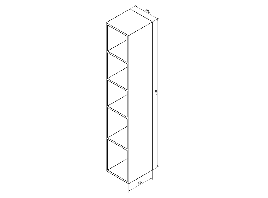 Sapho ESPACE otvorená policová skrinka 30x172x32cm, dub strieborný ESC160-1111