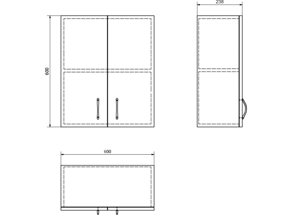 Aqualine SIMPLEX ECO závesná skrinka 60x60x24cm SIME535