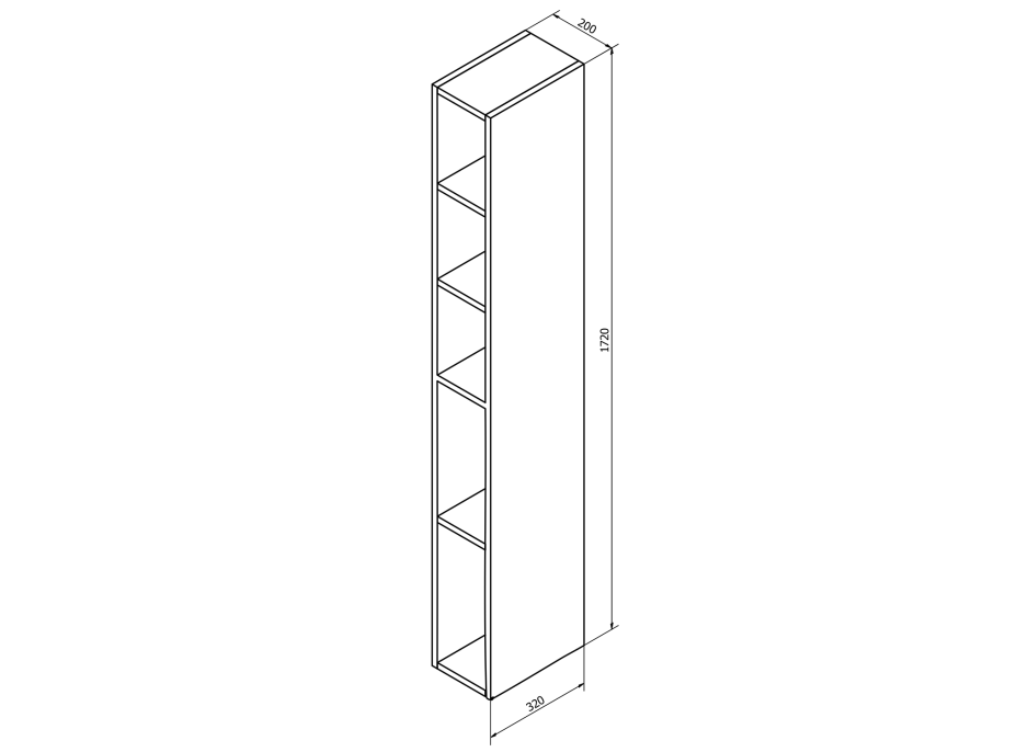 Sapho ESPACE otvorená policová skrinka 20x172x32cm, biela ESC100-3030