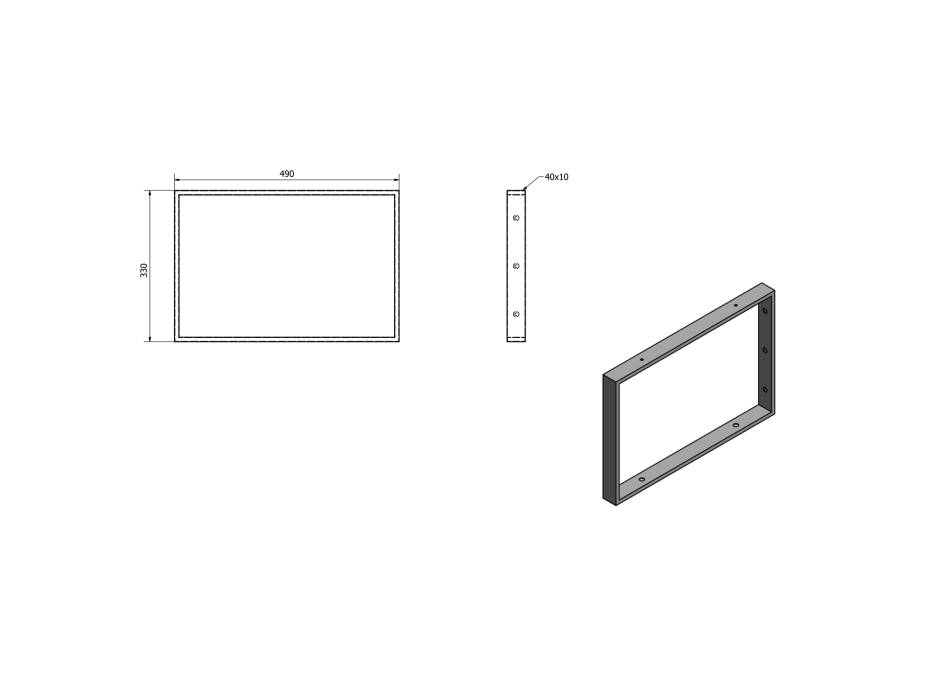 Sapho Podperná konzola 490x330x40mm, lakovaná oceľ, biela mat, 1 ks 30371