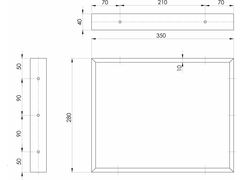 Sapho Podperná konzola 350x280x40mm, lakovaná oceľ, zlato mat, 1 ks 30376