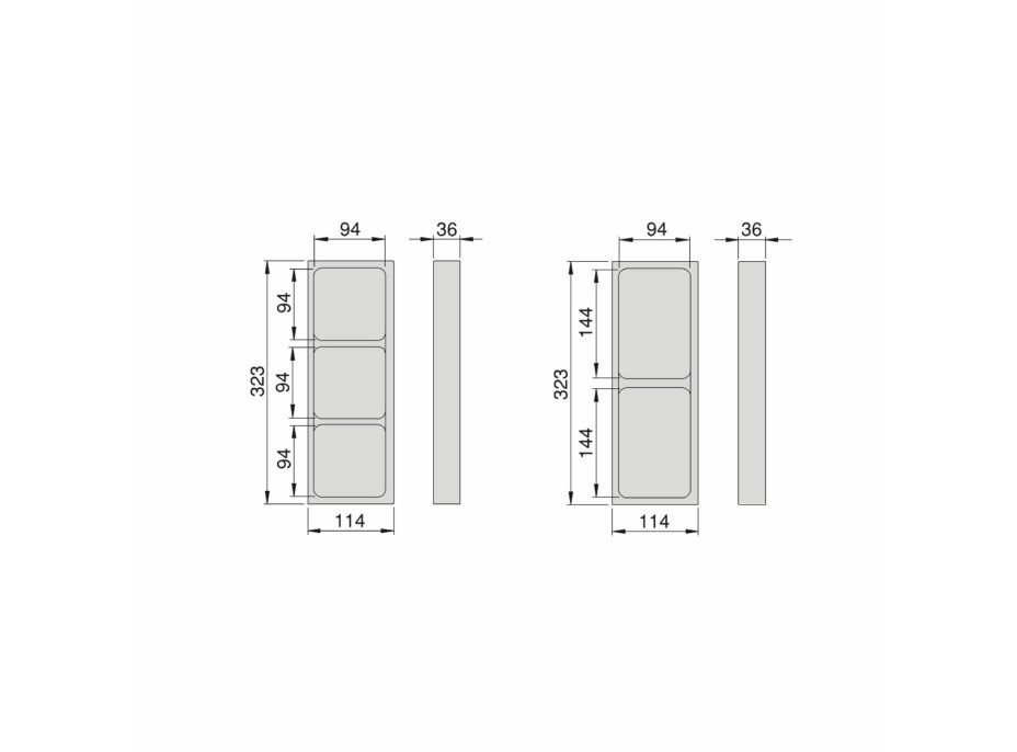 Sapho LINDO bočný organizér, sada 2ks, 114x323mm, plast, antracit LD002