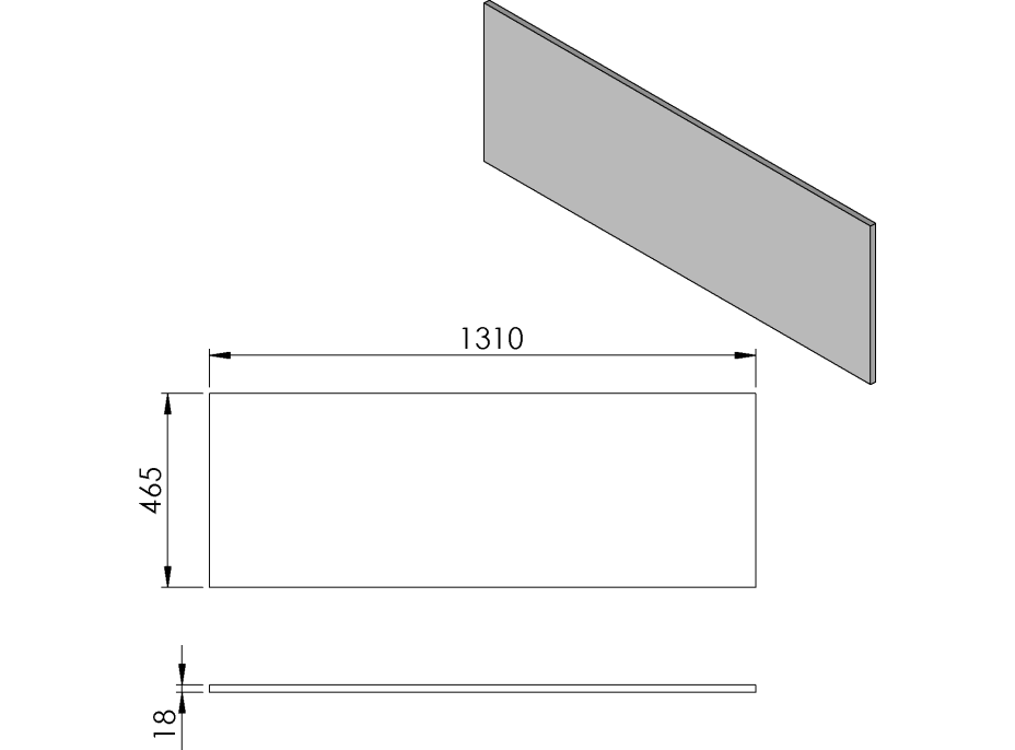 Sapho CIRASA doska DTDL 131x1,8x46,5cm, dub strieborný CR131-1111