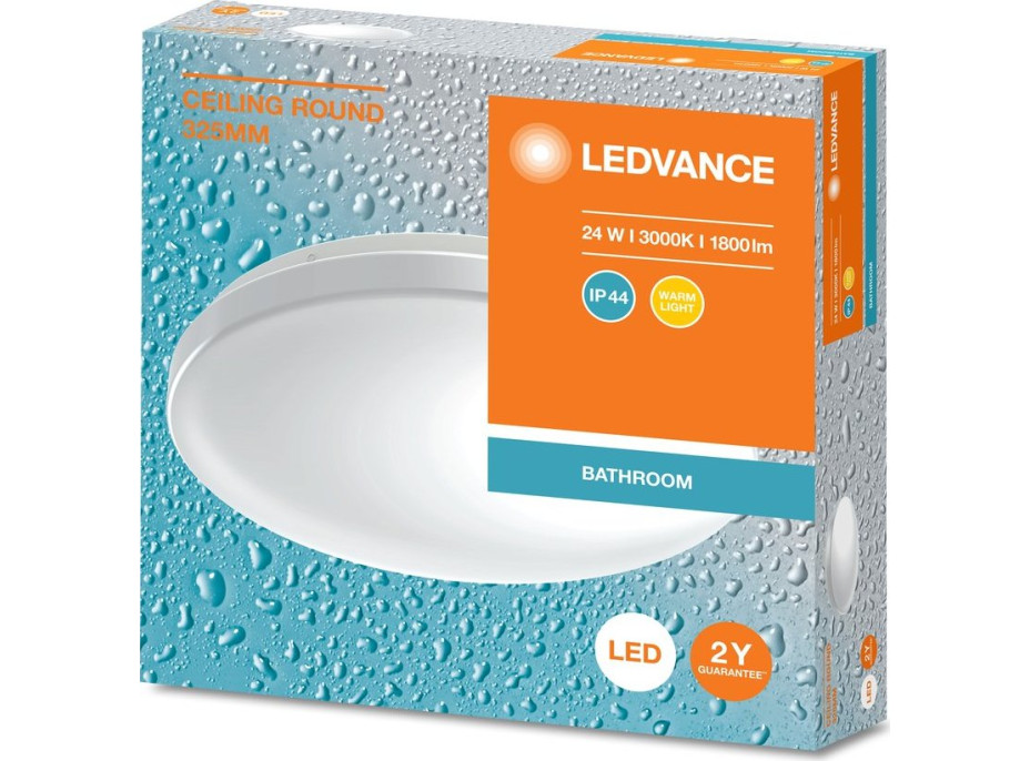 LEDVANCE Kúpeľňové stropné svietidlo, priemer 325mm, 1800lm, 24W, 3000K, IP44 AC464820055