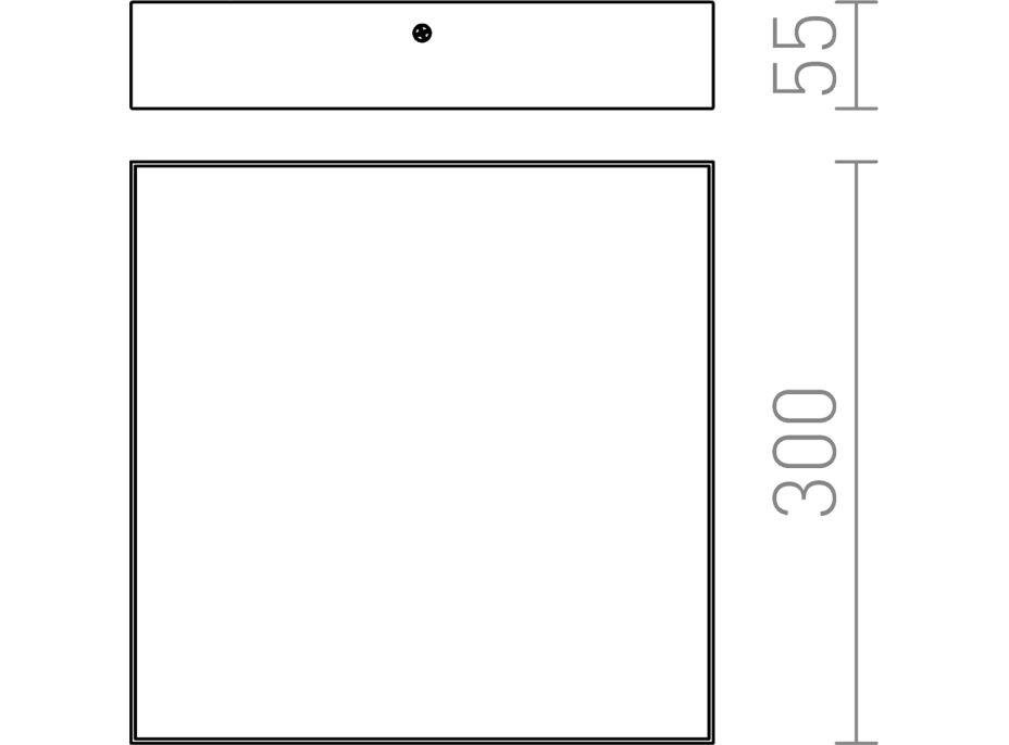 Sapho RISA stropné LED svietidlo 30W, 300x55x300mm, 230V, čierna LS030C